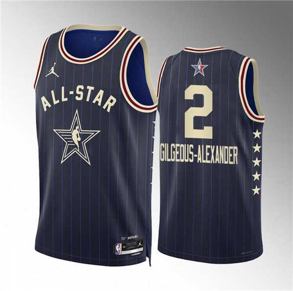 Mens 2024 All-Star #2 Shai Gilgeous-Alexander Navy Stitched Basketball Jersey->->NBA Jersey